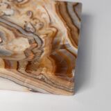 Beige-Black-Brown Marble Ashtray, Italian 1970s Design, Heavy Sculptural Table Decor