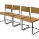 Set of four vintage dining room chairs, wood and chrome,  1970s
