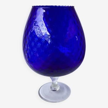 Vase italien Empoli bleu cobalt sur tige de piédestal - Taille XXL