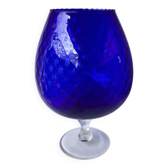 Vase italien Empoli bleu cobalt sur tige de piédestal - Taille XXL