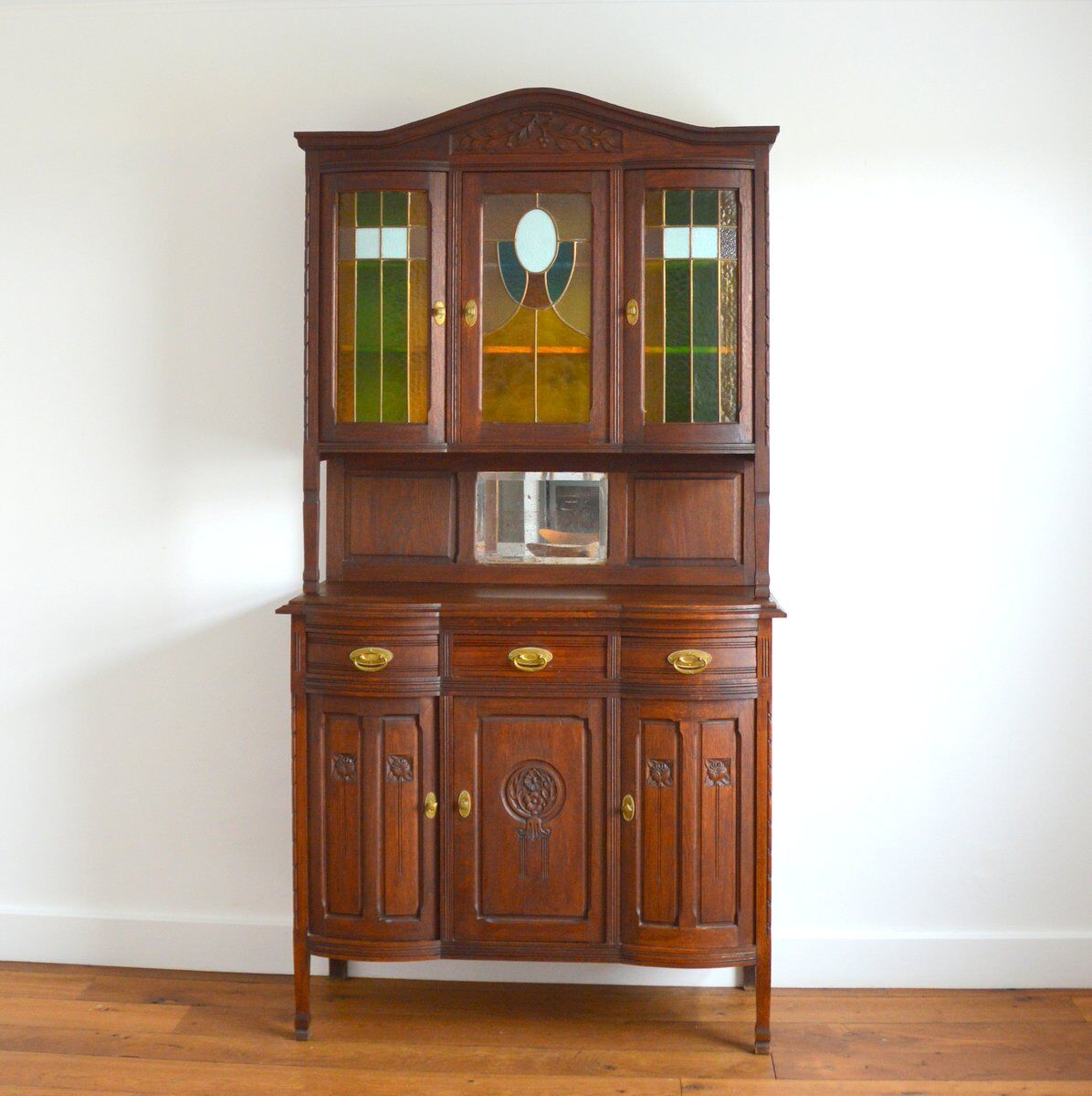 China buffet stained glass Art Nouveau 1900 vintage