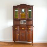 China buffet stained glass Art Nouveau 1900 vintage