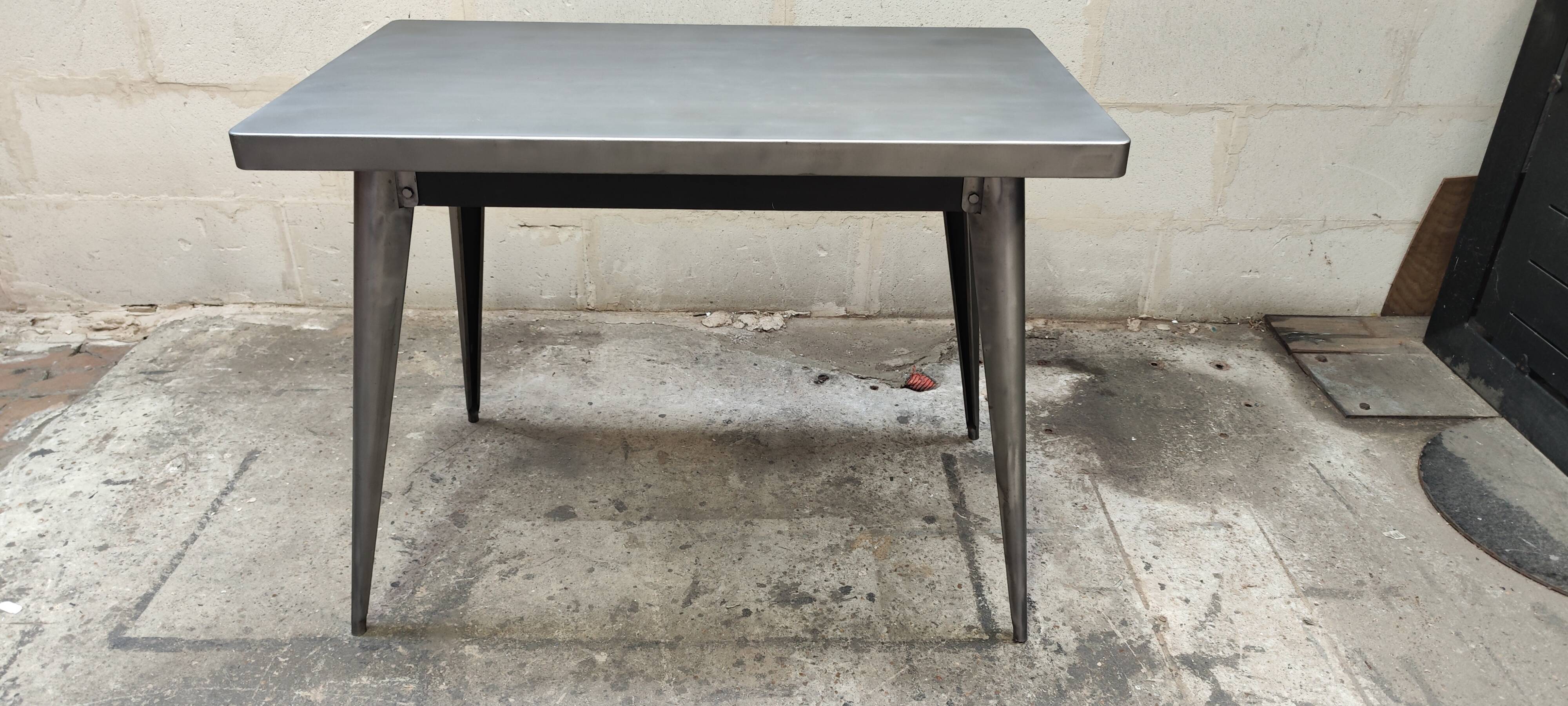 Antique large Tolix A table in brushed metal