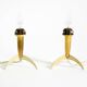 Two Mid-Century Modern rocket table lamps in brass and glass