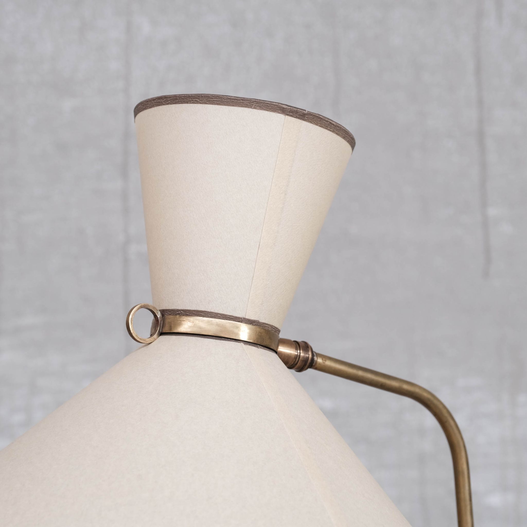 Robert Mathieu French Brass Adjustable Mid-Century Floor Lamp