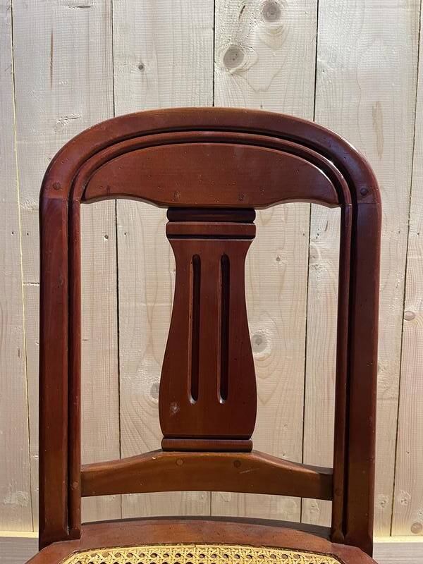 Set of 6 Louis Philippe chairs in cherry wood and cane