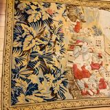 Large 19th century wall tapestry in hand-woven wool and cotton