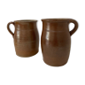 Set of 2 small old sandstone pitchers