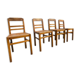 Set of 4 chairs in walnut reconstruction