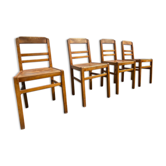 Set of 4 chairs in walnut reconstruction