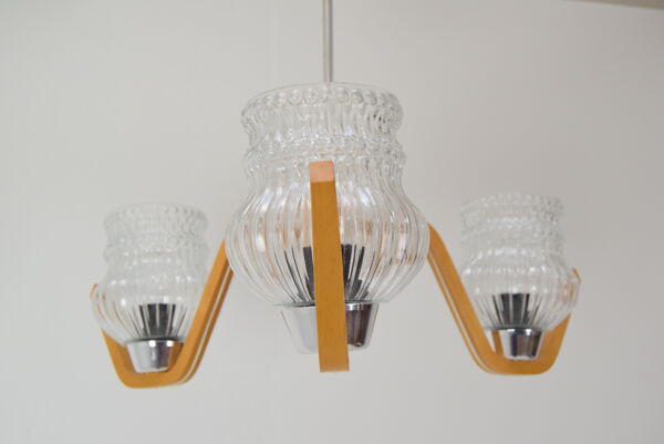 Lustre du milieu du siècle par Drevo humpolec, années 1970.