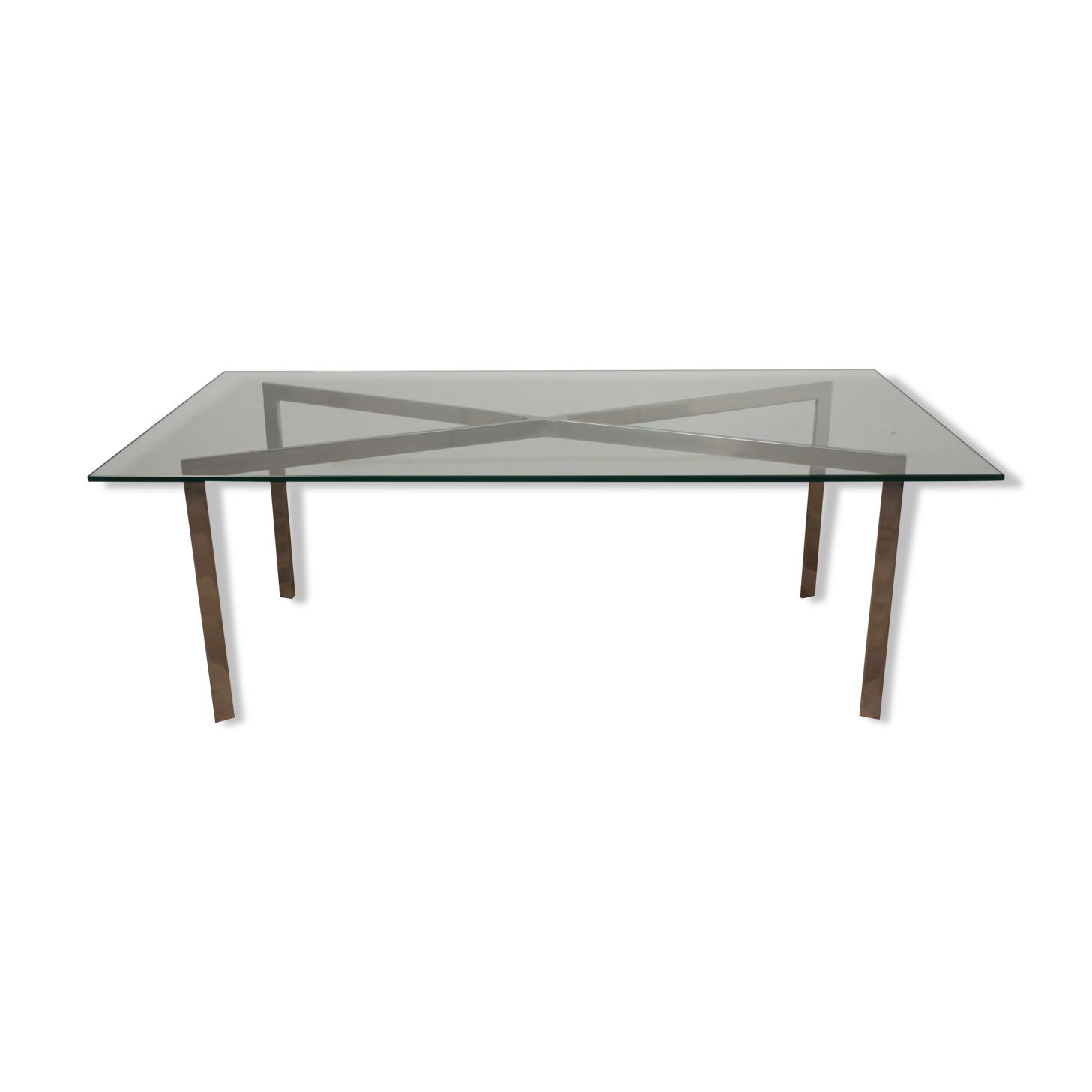 Table basse minimaliste en acier chromé et verre
