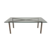 Minimalist coffee table in chromed steel and glass