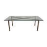 Table basse minimaliste en acier chromé et verre