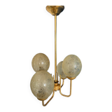 1950s gold pendant light with 4 egg globes