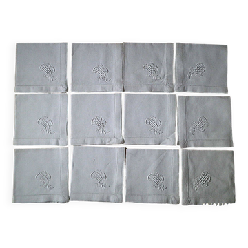 set of 12 old linen tea towels in very good condition