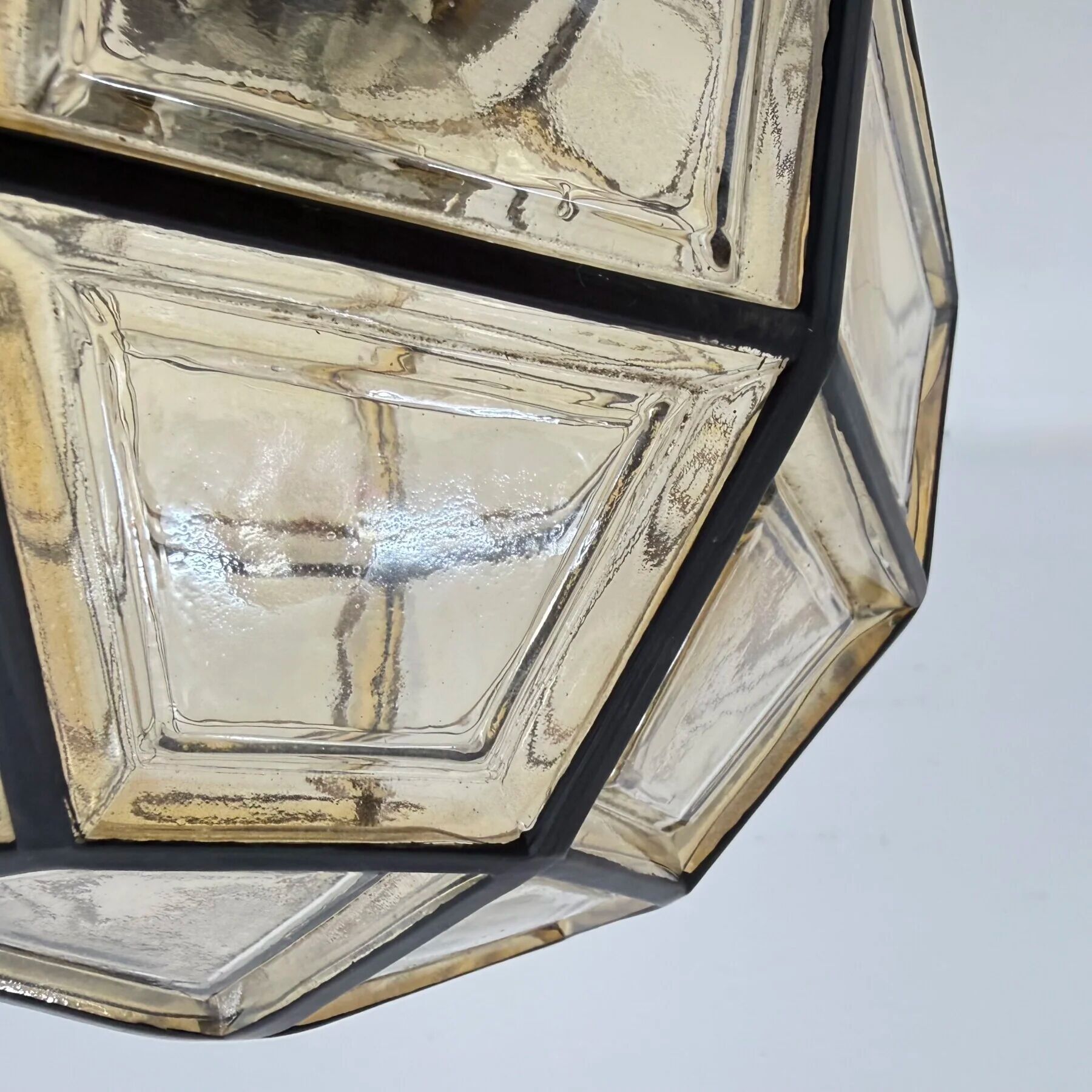 1 of 2 Limburg Glashütte glass ceiling lamp flush mount, 1970s