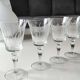Set of 8 glasses with flared neck, in crystal. With frosted plant decoration. Height 16 cm