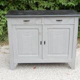 Superbe buffet parisien art déco gris patiné et noir