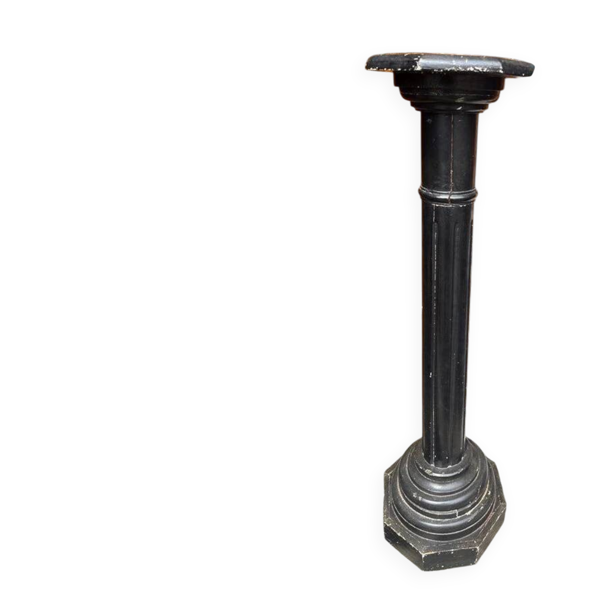 Sellette, colonne en bois noir