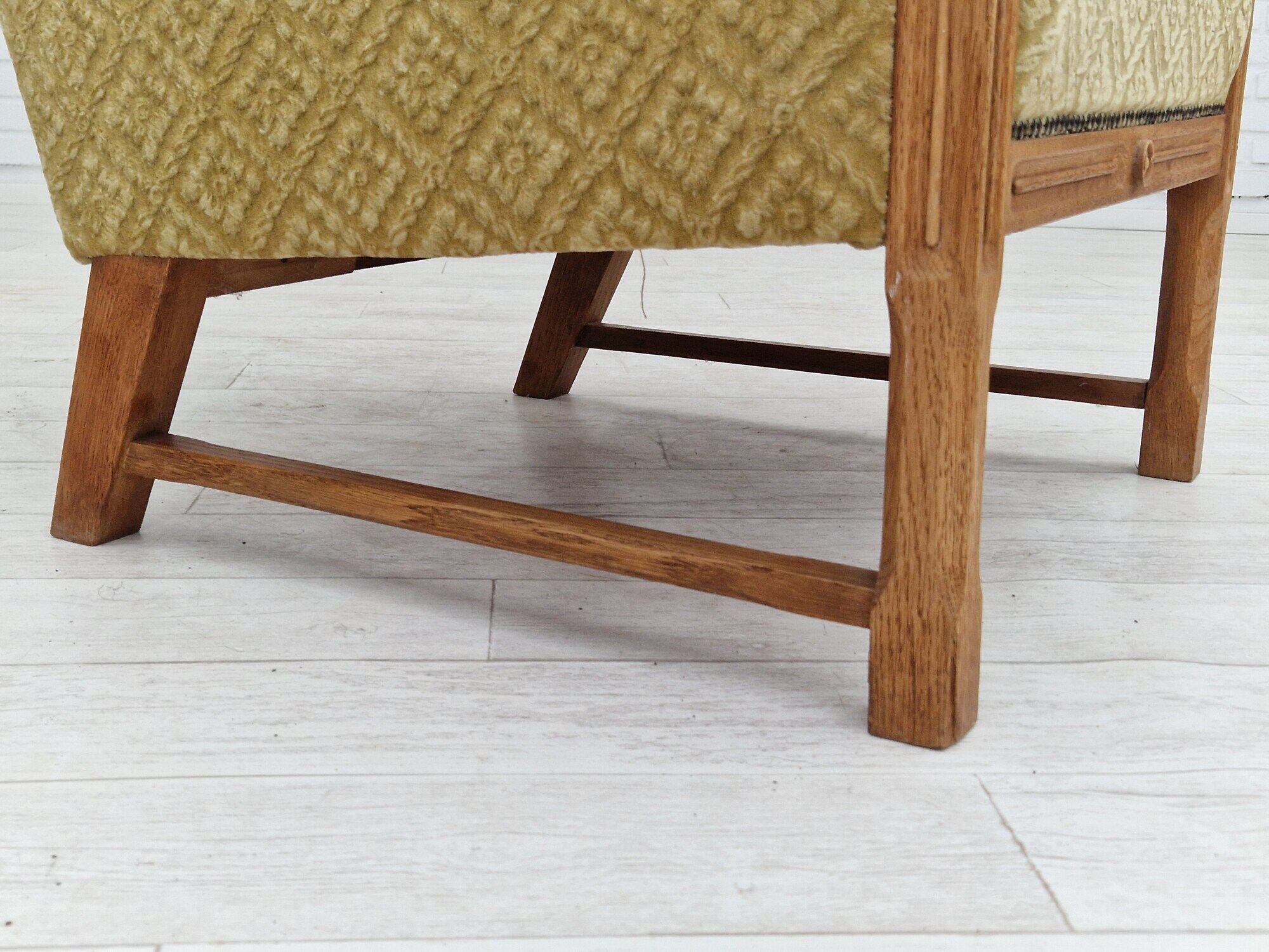 1960s, Danish design, lounge chair, furniture fabric, oak wood