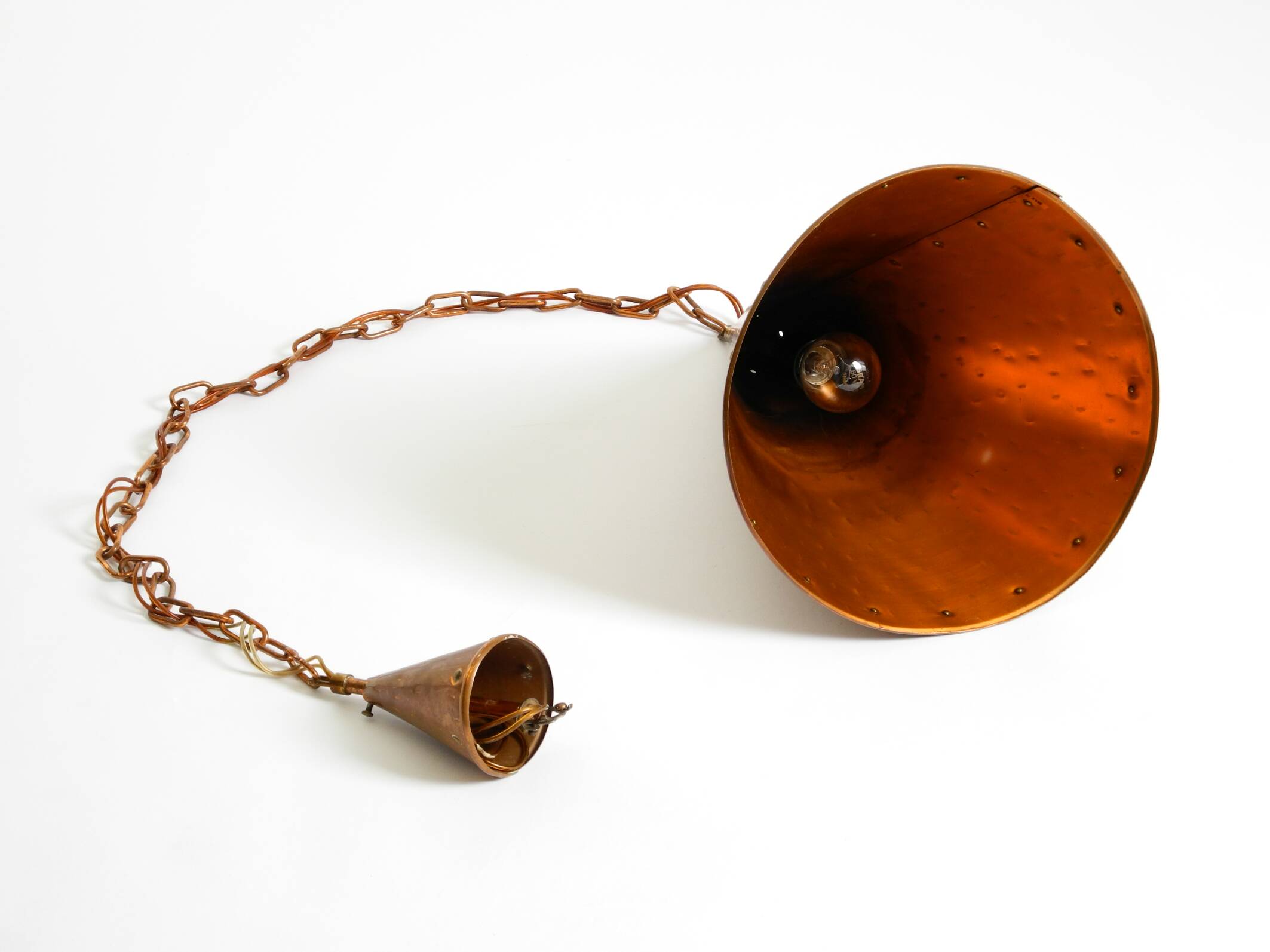1960s cone pendant lamp in copper by th. valentiner copenhagen denmark
