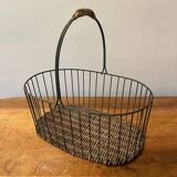 Small wicker and green metal basket
