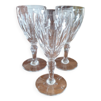 3 red wine glasses stamped Baccarat model Auteuil