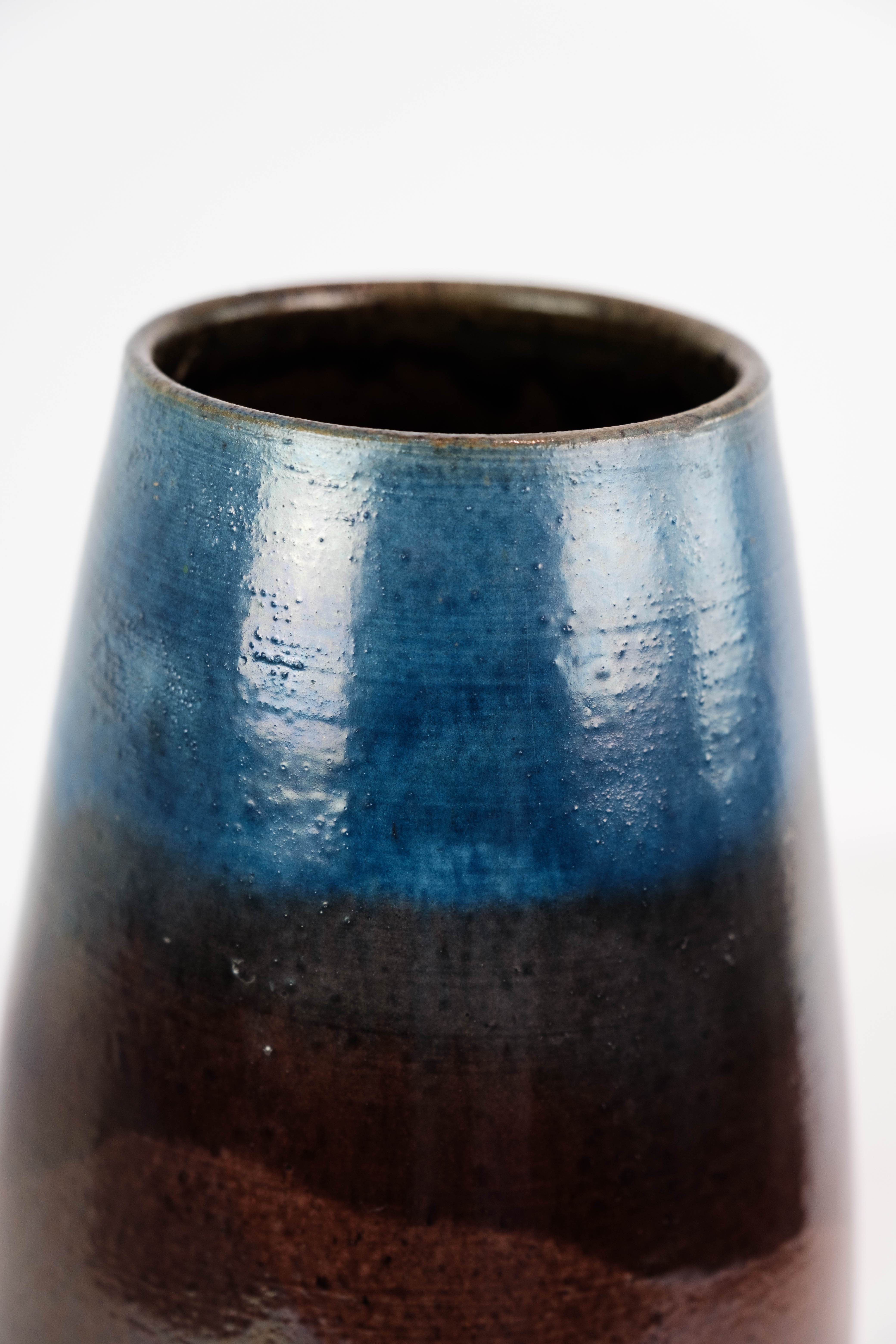 Ceramic vase with blue and brown glaze by an unknown Danish artist