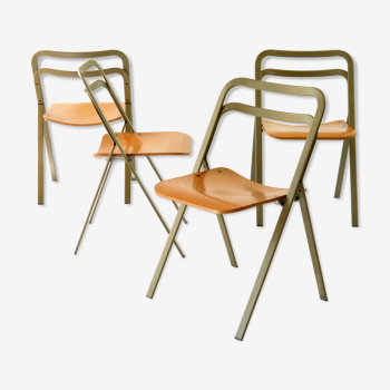4 chaises pliantes de Giorgio Cattelan pour Cidue, Italie années 1970