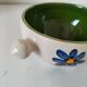 Ceramic soup bowl with blue flower decoration – handmade