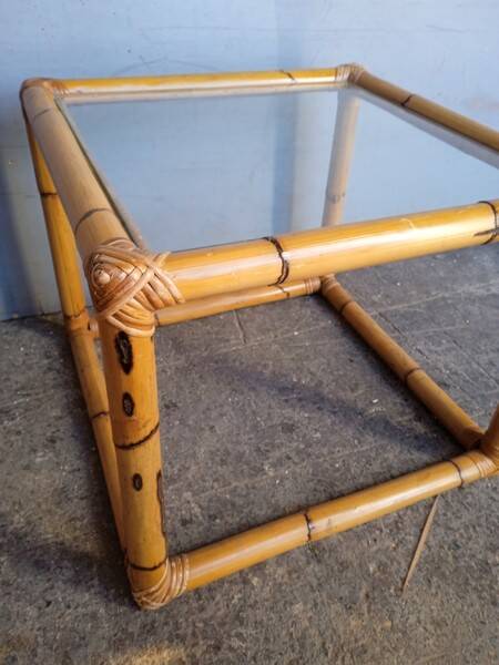 Square rattan end coffee table ep 1970