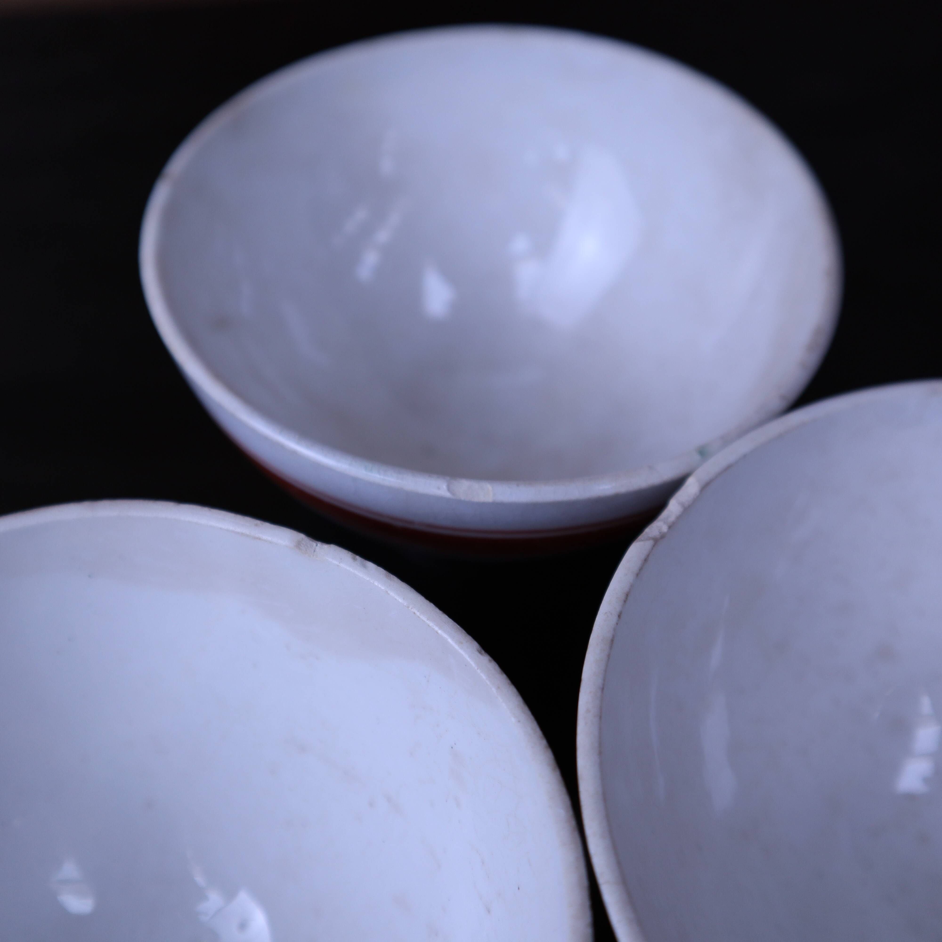 3 small antique earthenware bowls