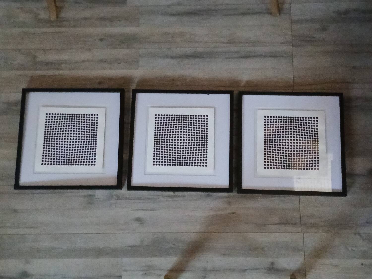 Vintage Optical Art Triptych Vasarely