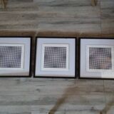 Vintage Optical Art Triptych Vasarely