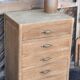 Vintage 5-drawer chest of drawers from the 1940s in raw oak.