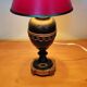 Napoleon III oil lamp electrified, black metal, golden garland.
