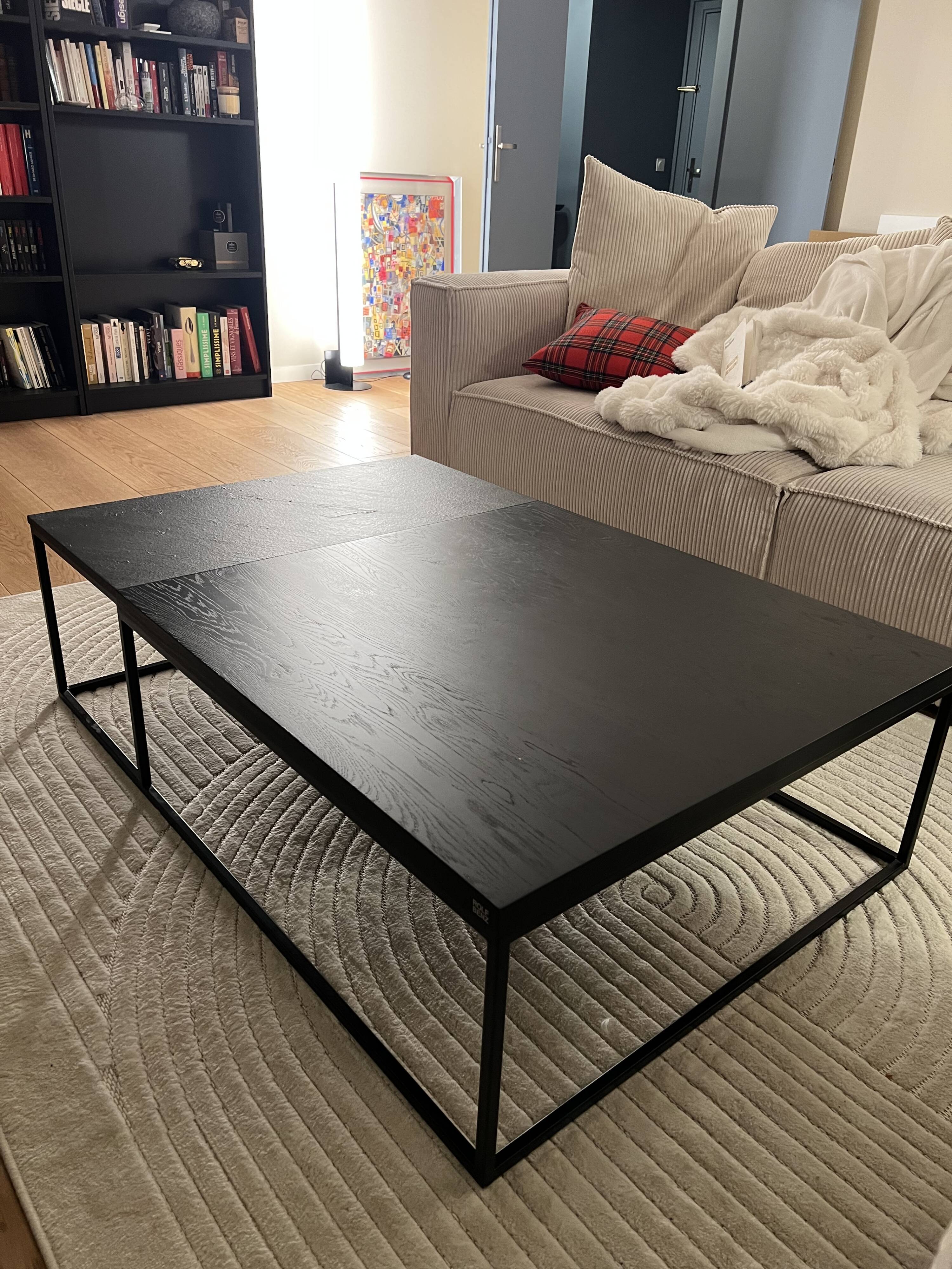 Rolf Benz 985 coffee table in black stained solid oak and natural stone.