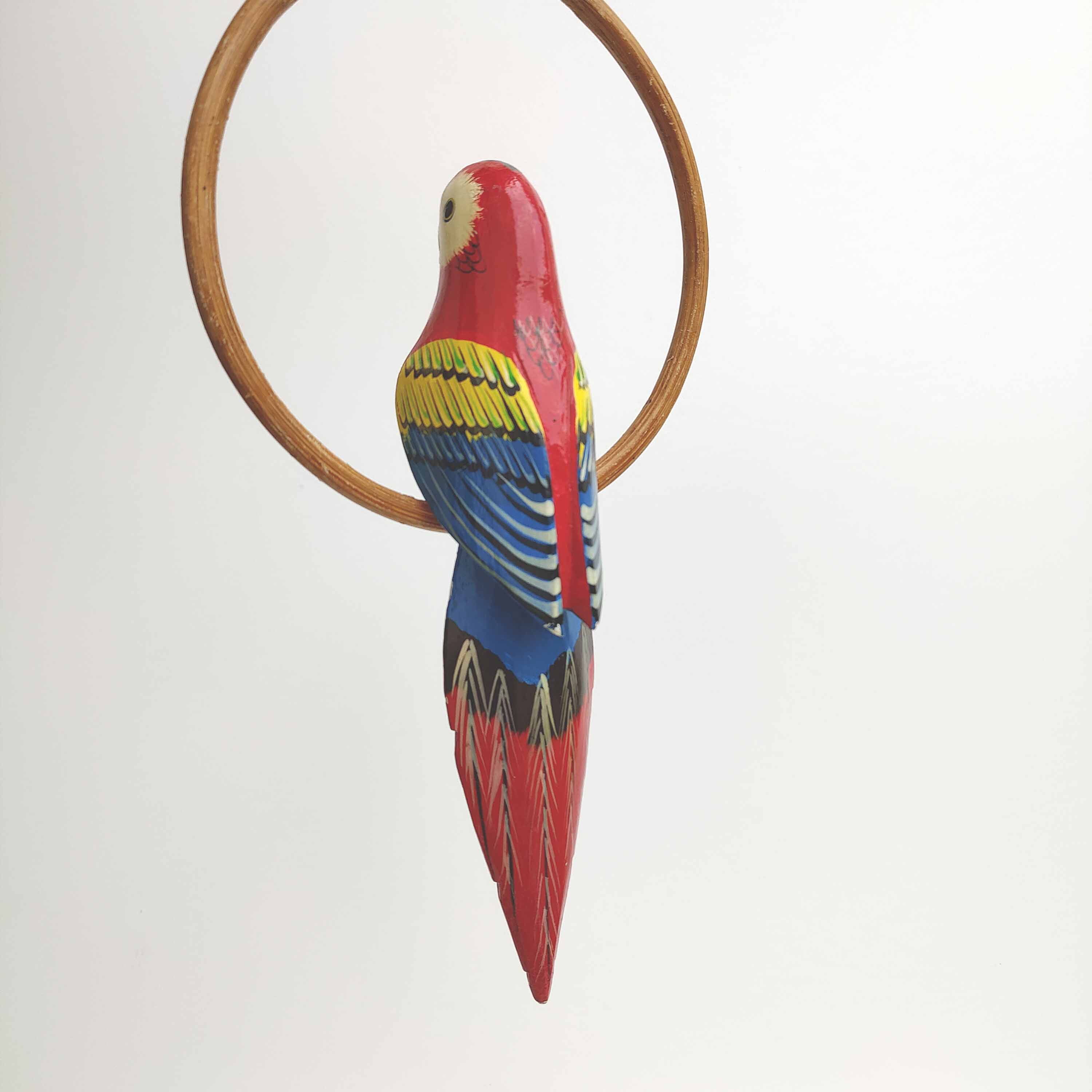 Suspension parrot wood and rattan