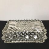 Large rectangular globe for ceiling light in worked molded glass