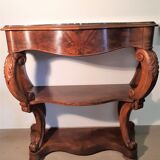 Napoleon III period console in walnut and marble tray