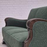 1950s, 3-seater sofa, green furniture blend wool, beech wood.