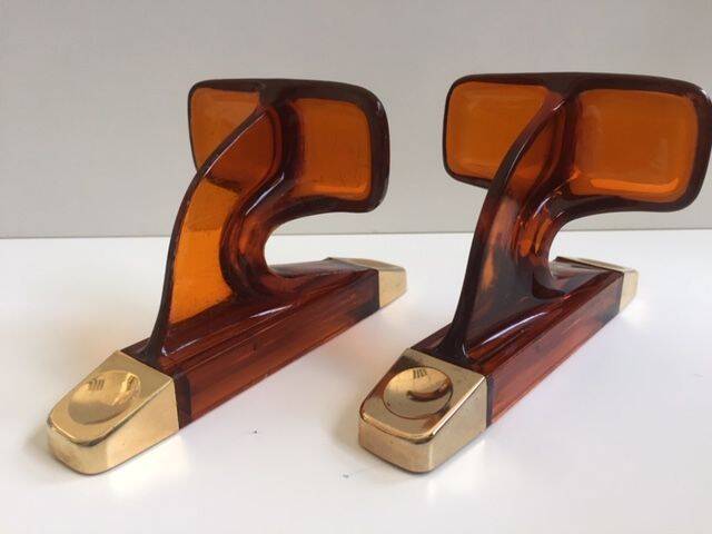 Duo of vintage grosfillex coat hooks model versailles amber plexi