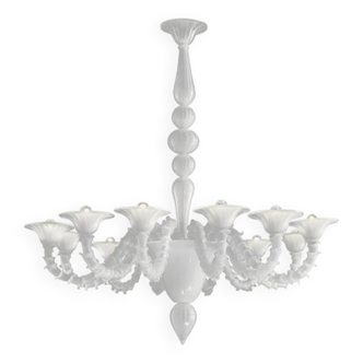 Contemporary White Rezzonico Glass Chandelier