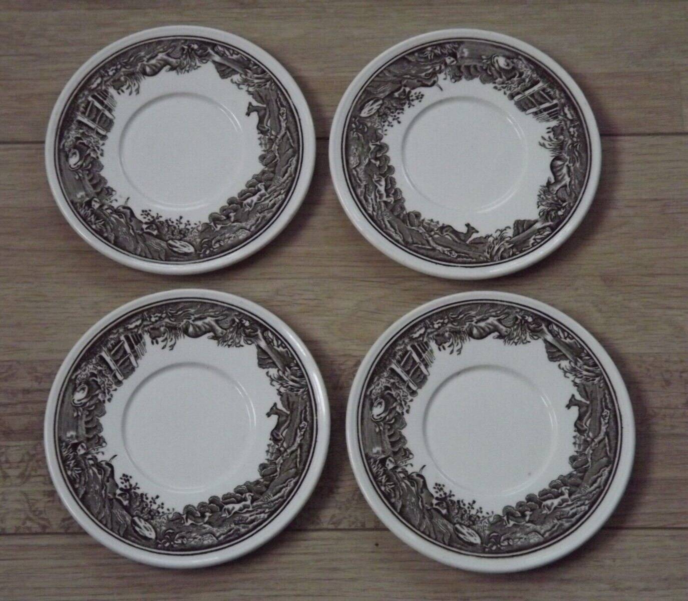 Set of 4 saucers Quality Retired Villeroy & Boch Black/White Anjou Design 4656