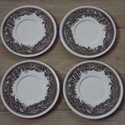 Set of 4 saucers Quality Retired Villeroy & Boch Black/White Anjou Design 4656