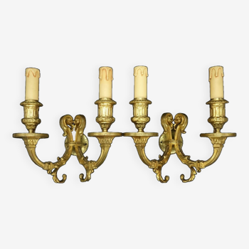 Pair of Louis XVI style wall lights from the 19th century - Attributed to Ferdinand Barbedienne