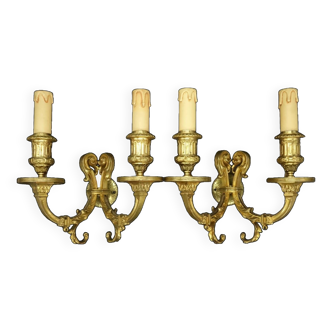 Pair of Louis XVI style wall lights from the 19th century - Attributed to Ferdinand Barbedienne