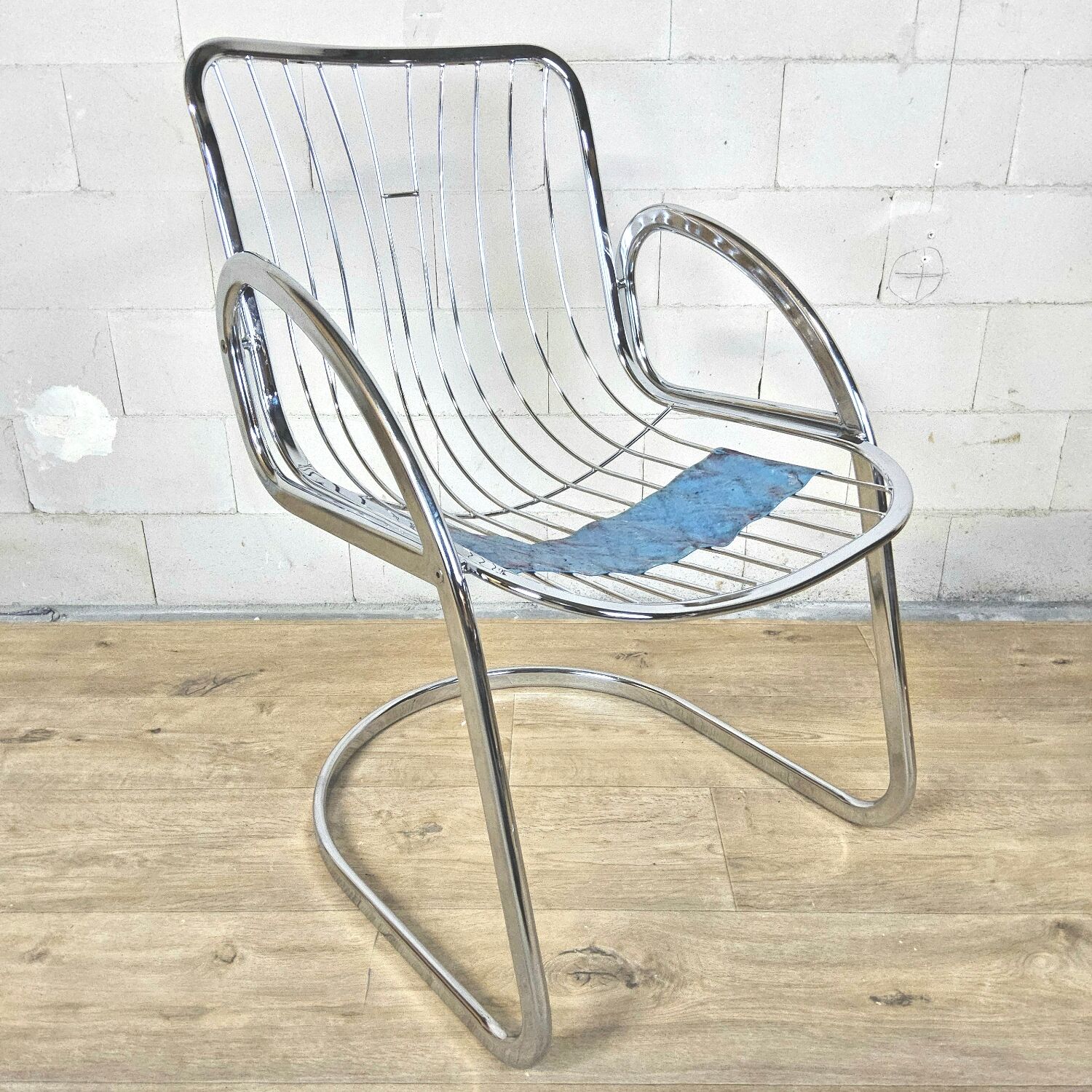 Vintage Gastone Rinaldi chrome & smoked glass dining table + chairs