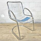 Vintage Gastone Rinaldi chrome & smoked glass dining table + chairs